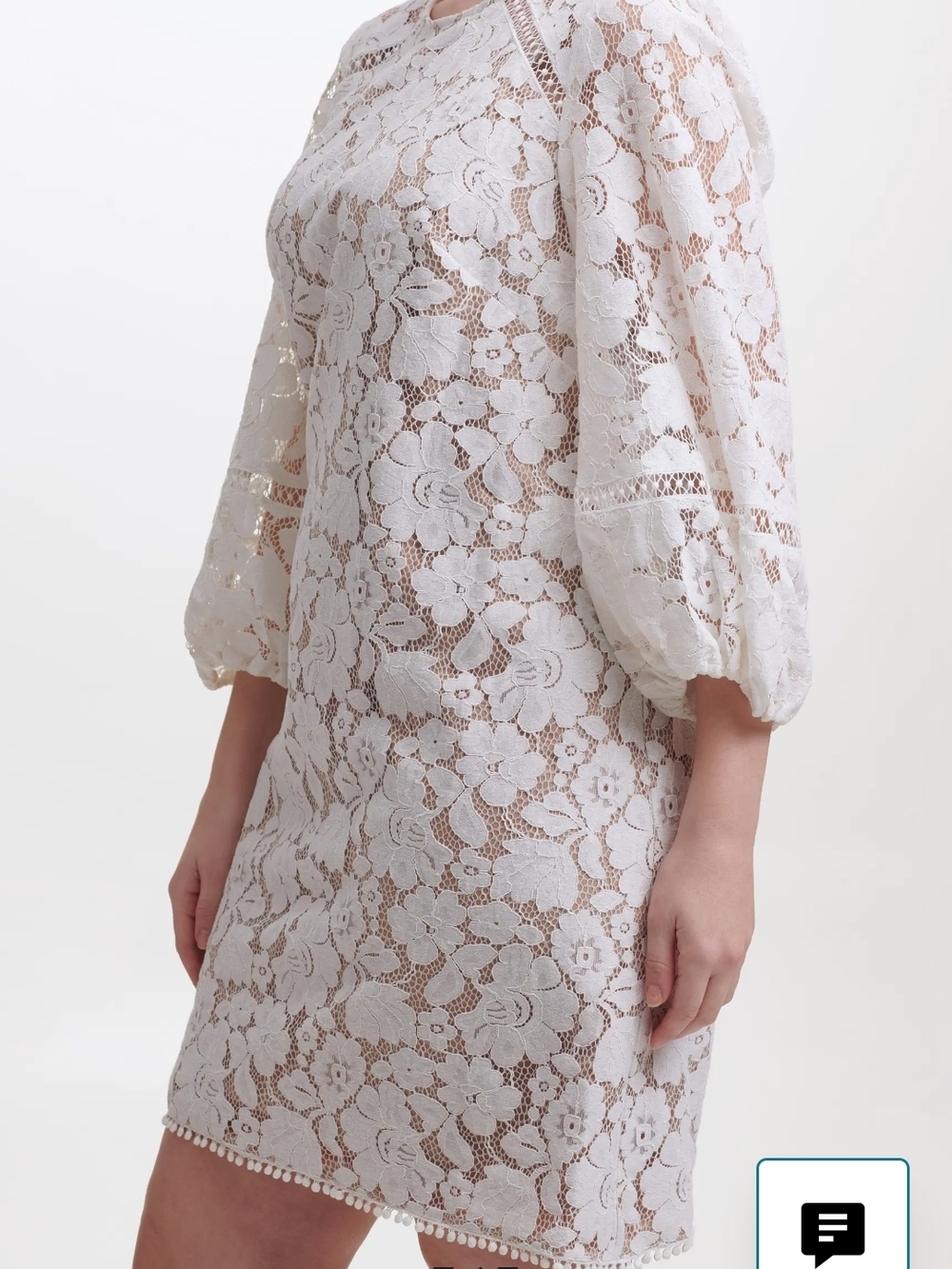 Vince Camuto White Floral Lace Long Sleeve Shift Dress - Picture 10 of 15